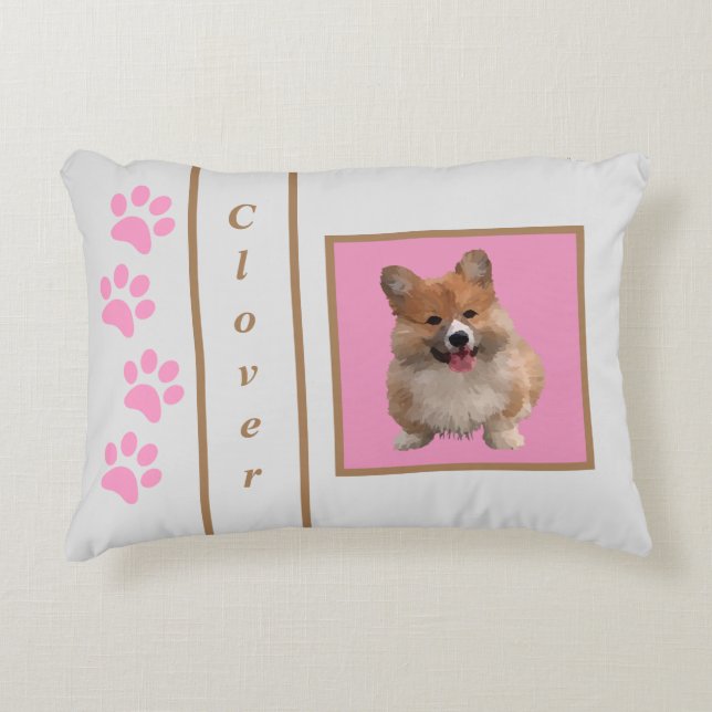 Personalized Adorable Welsh Corgi Accent Pillow (Front)