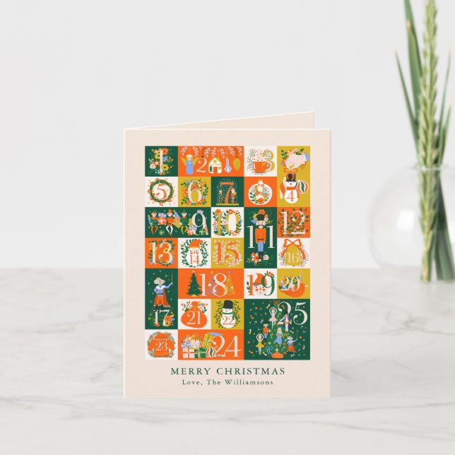 Personalized Advent Calendar Christmas Blank Holiday Card (Front)