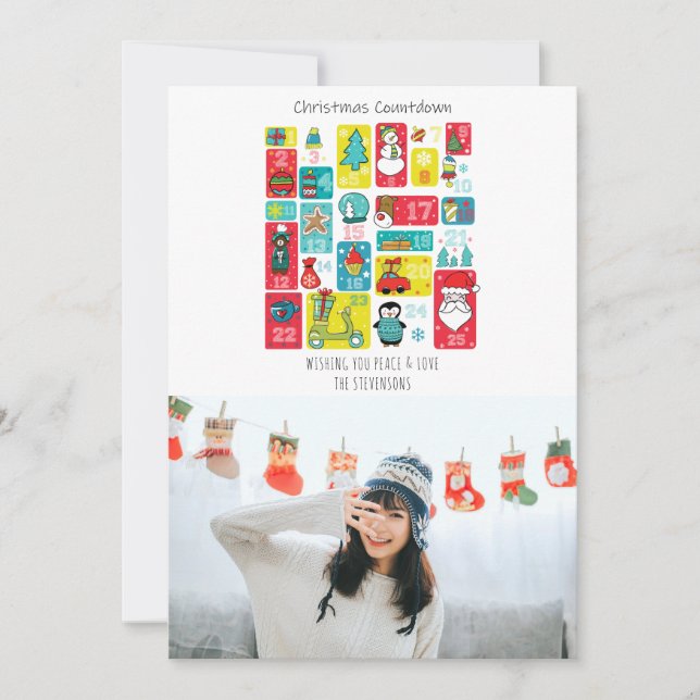 Personalized Advent Calendar Christmas Photo Holiday Card (Front)