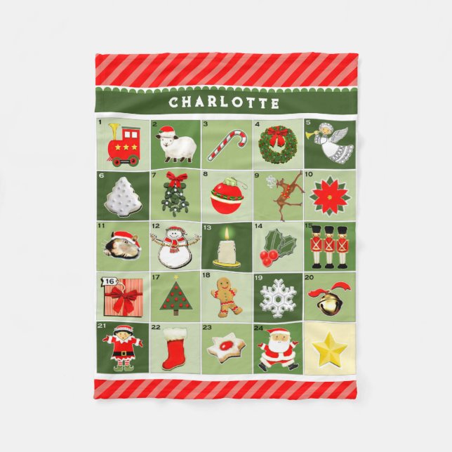 Personalized Advent Calendar Fleece Blanket (Front)
