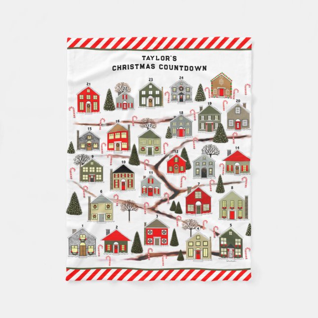 Personalized Advent Calendar Keepsake Fleece Blanket (Front)