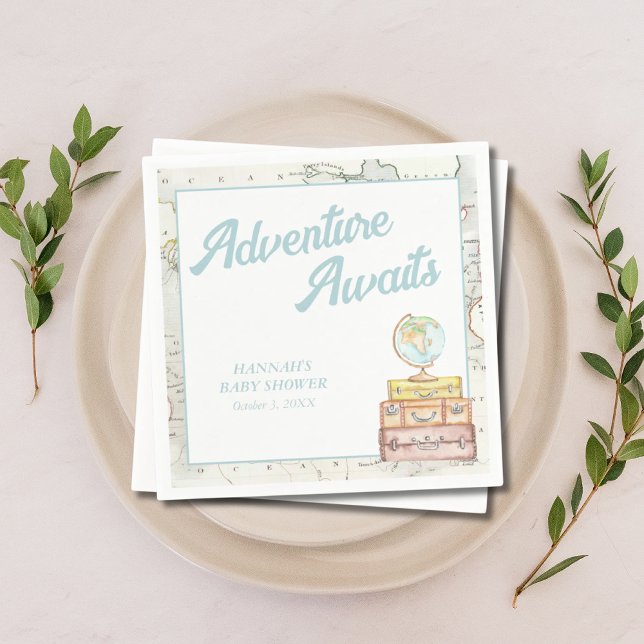 Personalized Adventure Awaits Baby Shower Napkins  (Personalized Adventure Awaits Baby Shower Napkins
)