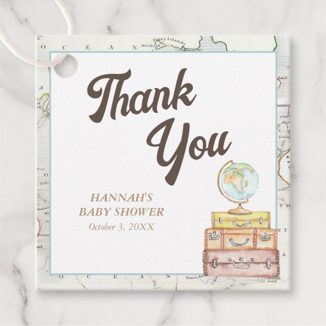 Personalized Adventure Baby Shower Favour Tags  (Front)