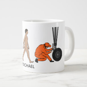 Personalized Aeroplane Mechanic Evolution Engineer Large Coffee Mug