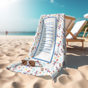 Personalized Aeroplane Themed Beach Towel
