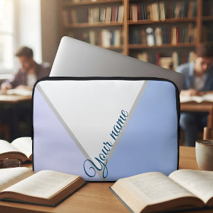 Personalized Aesthetic Blue Name Gift for Her Laptop Sleeve