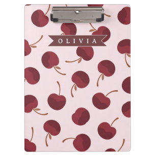 Personalized Aesthetic Cherry Pattern Name Gift Clipboard
