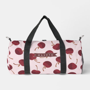 Personalized Aesthetic Cherry Pattern Name Gift Duffle Bag