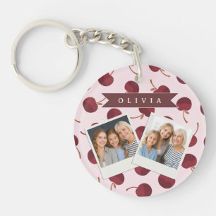 Personalized Aesthetic Cherry Pattern Name Gift Keychain