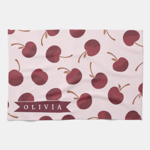 Personalized Aesthetic Cherry Pattern Name Gift Kitchen Towel