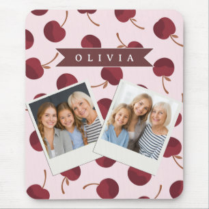 Personalized Aesthetic Cherry Pattern Name Gift Mouse Pad