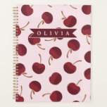 Personalized Aesthetic Cherry Pattern Name Gift Planner<br><div class="desc">This collection of adorable cherry patterns is one of those small, everyday pleasures that just make people smile. This design is whimsical, cozy, and effortlessly fashionable with its soft pink backdrop, strewn cherries, and personalized name accents. It's the kind of pattern that makes a desk, a purse, or a comfortable...</div>