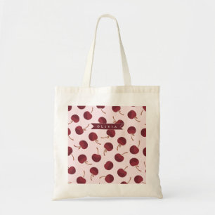 Personalized Aesthetic Cherry Pattern Name Gift Tote Bag