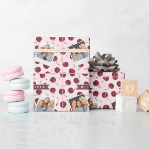 Personalized Aesthetic Cherry Pattern Name Gift Wrapping Paper