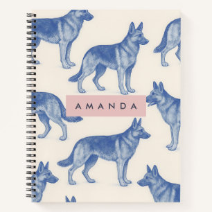 Personalized Aesthetic German Shepherd Pattern Notebook