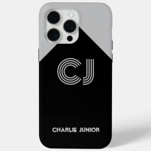 Personalized Aesthetic Monochrome Geometric Name iPhone 15 Pro Max Case
