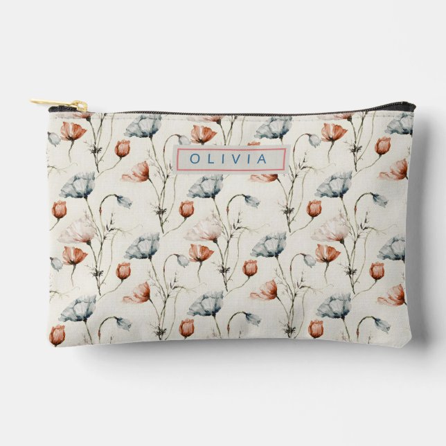Personalized Aesthetic Patriotic Wildflowers Accessory Pouch (Front)
