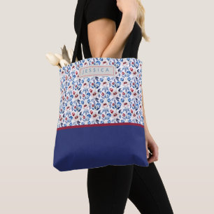 Personalized Aesthetic Patriotic Wildflowers Tote Bag