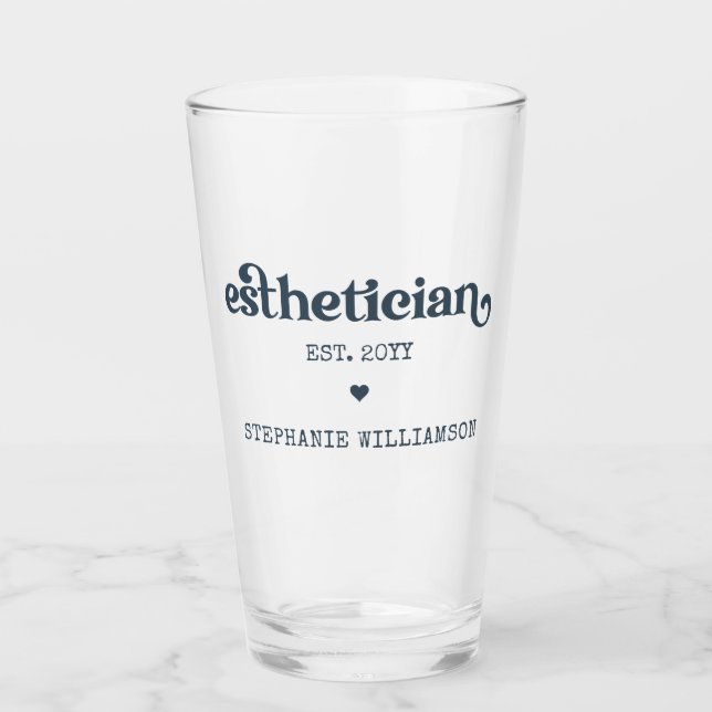 Personalized Aesthetician Cosmetologist Beautician Glass (Front)