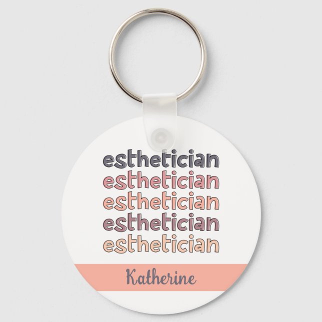 Personalized Aesthetician Cosmetologist Beautician Keychain (Front)