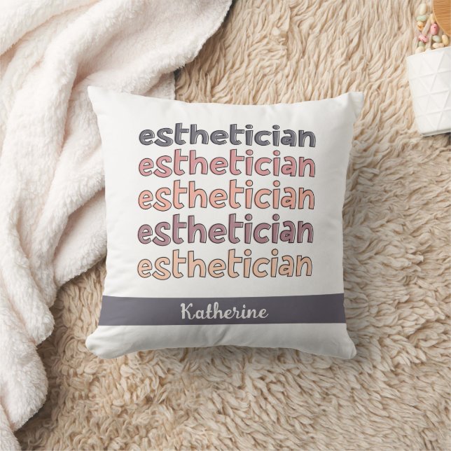 Personalized Aesthetician Cosmetologist Beautician Throw Pillow (Blanket)