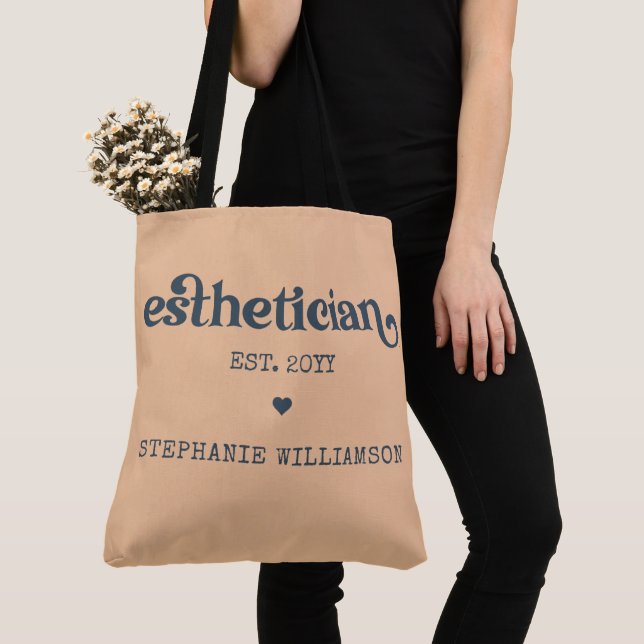 Personalized Aesthetician Cosmetologist Beautician Tote Bag (Close Up)