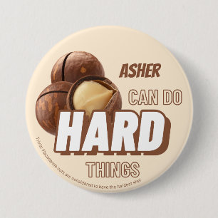 Personalized Affirmation Brown Do Hard Things 3 Inch Round Button