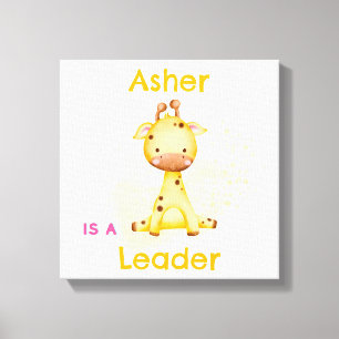 Personalized Affirmation Nursery Deco   Giraffe Canvas Print