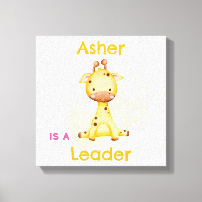 Personalized Affirmation Nursery Deco | Giraffe Canvas Print (Front)