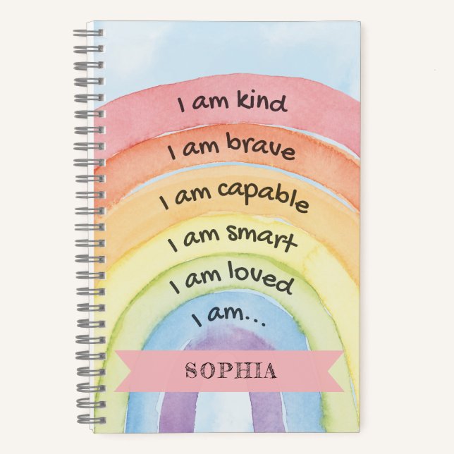 Personalized Affirmation Rainbow  Notebook (Front)