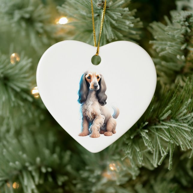 Personalized Afghan Hound Puppy Dog Ceramic Ornament (Tree)