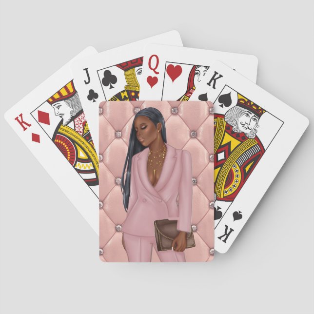 Personalized African-American CEO Boss Woman Playing Cards (Back)