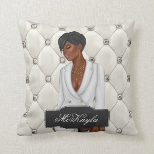 Personalized African-American CEO Boss Woman Throw Pillow