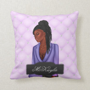 Personalized African-American CEO Boss Woman Throw Pillow