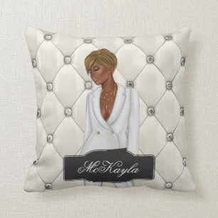 Personalized African-American CEO Boss Woman Throw Pillow