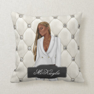 Personalized African-American CEO Boss Woman Throw Pillow