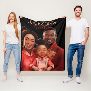 Personalized african American family,black history Fleece Blanket