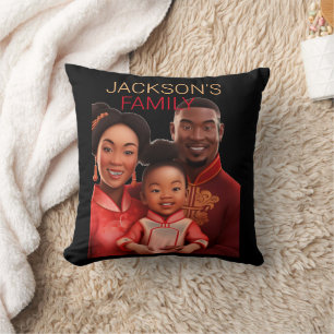 Personalized african American family,black history Throw Pillow