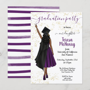 Personalized African American Girl Graduation Invitation
