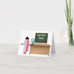 Personalized African-American Girl Kindergarten Card