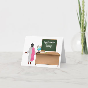 Personalized African-American Girl Kindergarten Card
