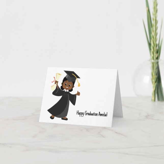 Personalized African-American Kindergarten Card (Front)