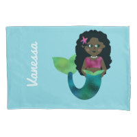 Personalized African American Mermaid Faux Foil
