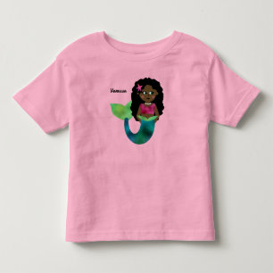 Personalized African American Mermaid Faux Foil Toddler T-shirt