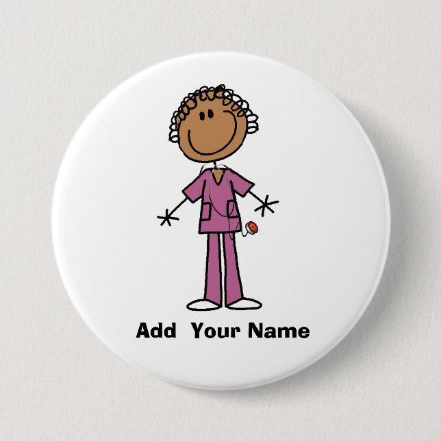 Personalized African American Nurse  Button (Front)