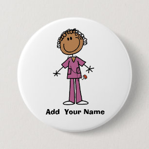 Personalized African American Nurse  Button