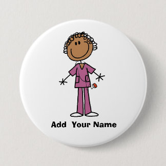 Personalized African American Nurse Button