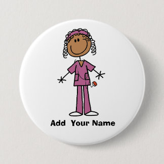 Personalized African American Nurse Button