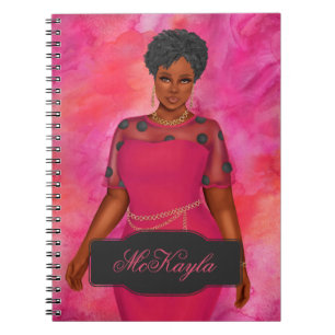 Personalized African-American Plus Size Woman Notebook