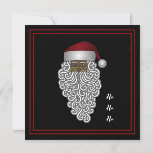 Personalized African American Santa Christmas Holiday Card